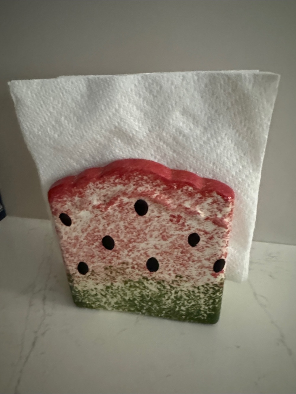 Vintage Ceramic Watermelon Napkin Holder - Pink & Green